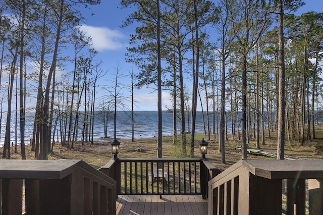 130 Boxwood Ln, Brookeland, TX 75931 - wooden deck with a water view