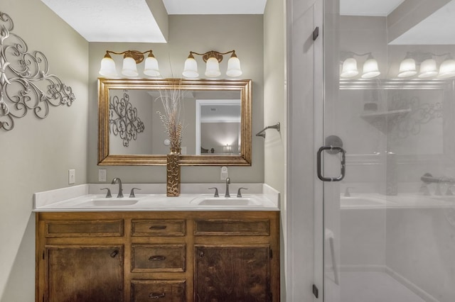 130 Boxwood Ln, Brookeland, TX 75931 - full bathroom featuring a shower stall and double vanity