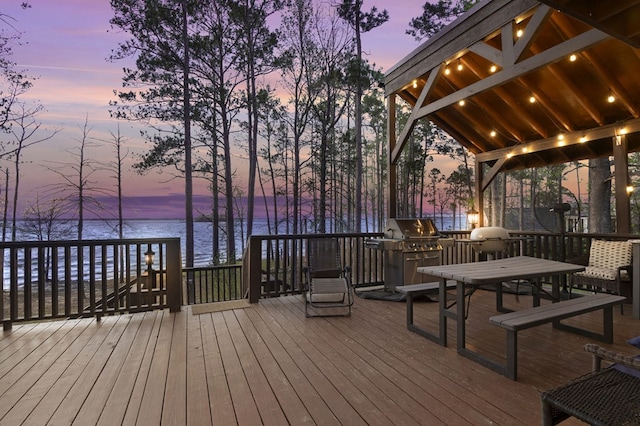130 Boxwood Ln, Brookeland, TX 75931 - deck with a water view and grilling area