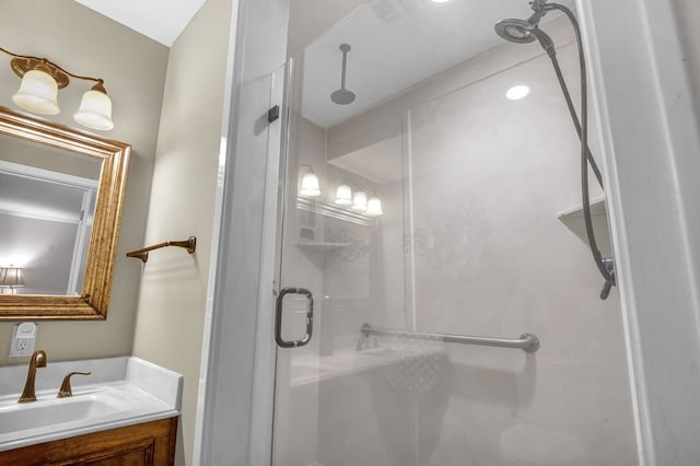130 Boxwood Ln, Brookeland, TX 75931 - full bathroom featuring a stall shower and vanity