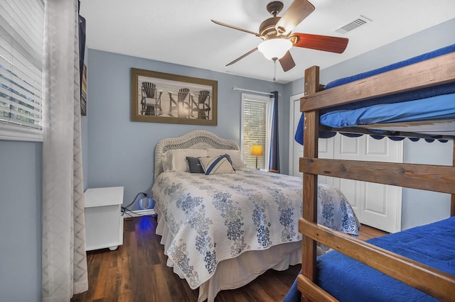 130 Boxwood Ln, Brookeland, TX 75931 - bedroom featuring wood finished floors and a ceiling fan
