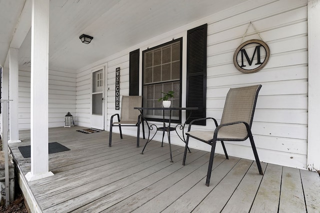 wooden terrace with covered porch