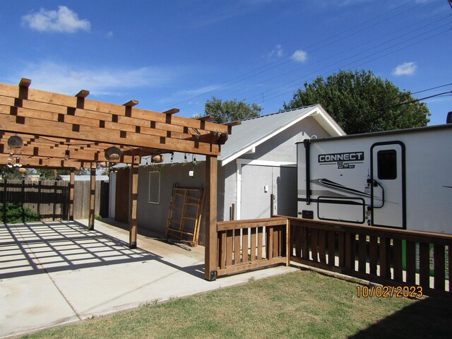 exterior space with a pergola