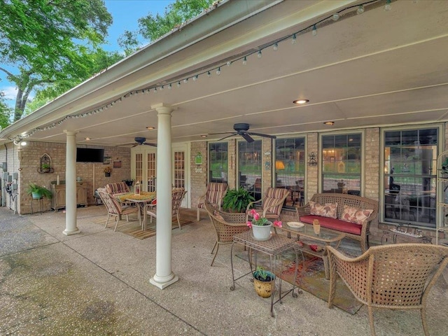 view of patio / terrace with outdoor lounge area and ceiling fan