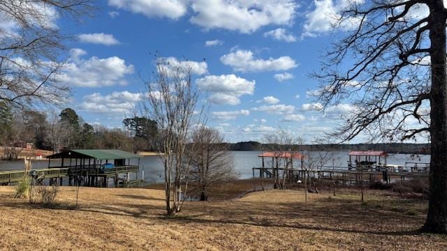 dock area featuring a water view