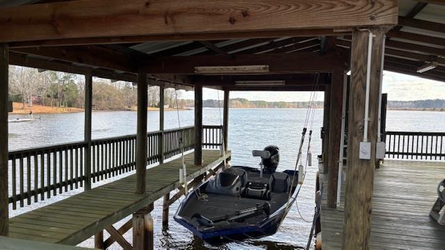 view of dock featuring a water view