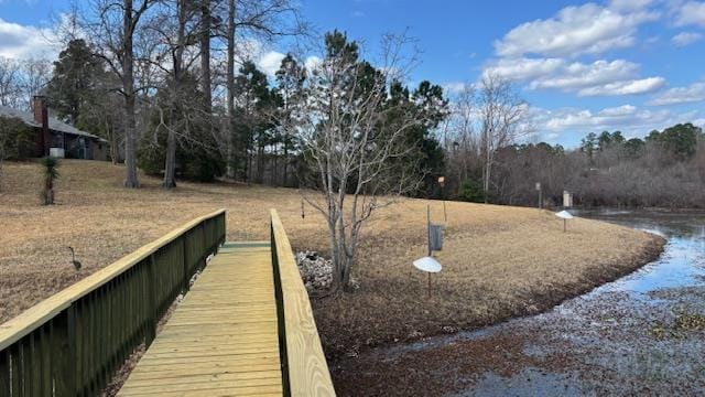 view of property's community with a water view