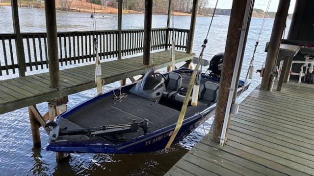 dock area featuring a water view