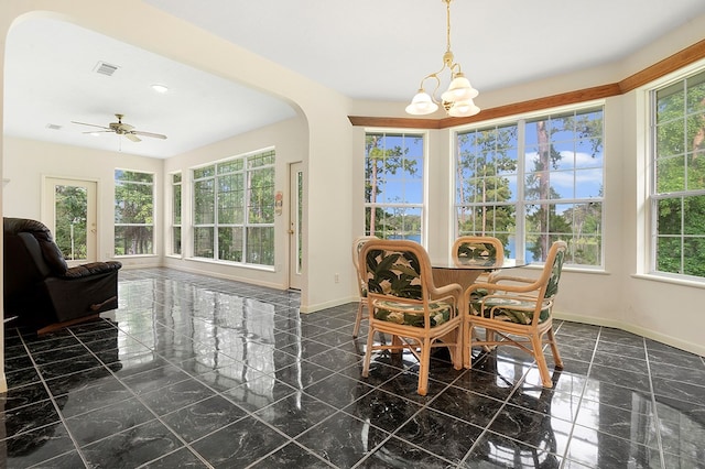 627 Shoreline Dr, Brookeland, TX 75931 - dining room featuring a chandelier, baseboards, healthy amount of natural light, and recessed lighting