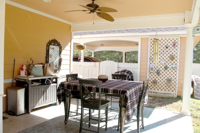 view of patio with ceiling fan