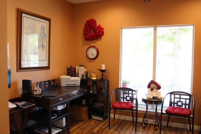 office space featuring hardwood / wood-style flooring