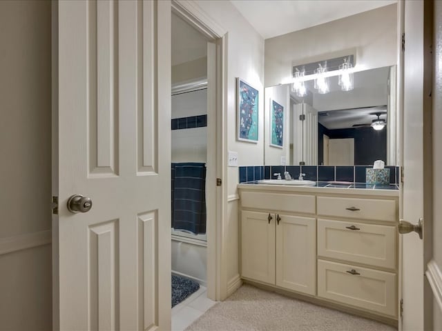 3274 Cc Rd, Diboll, TX 75941 - full bathroom with vanity, a shower, and tile patterned floors