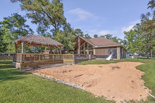 view of community featuring a gazebo and a yard