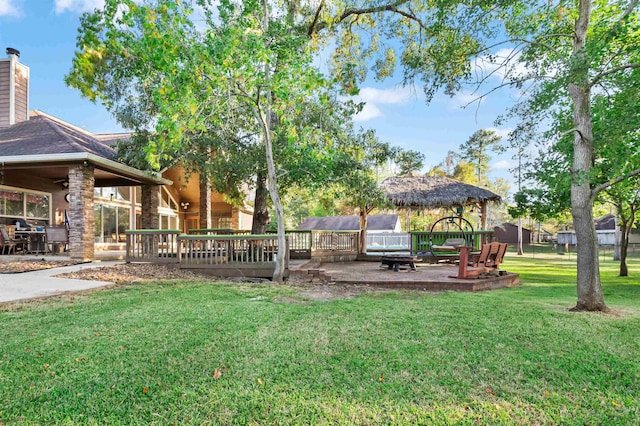 view of yard featuring a gazebo and a patio