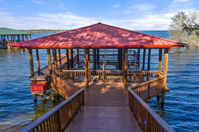 view of dock featuring a water view