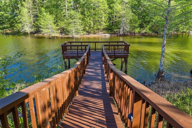 334 Pineknot Ln, Milam, TX 75959 - dock area with a forest view and a water view