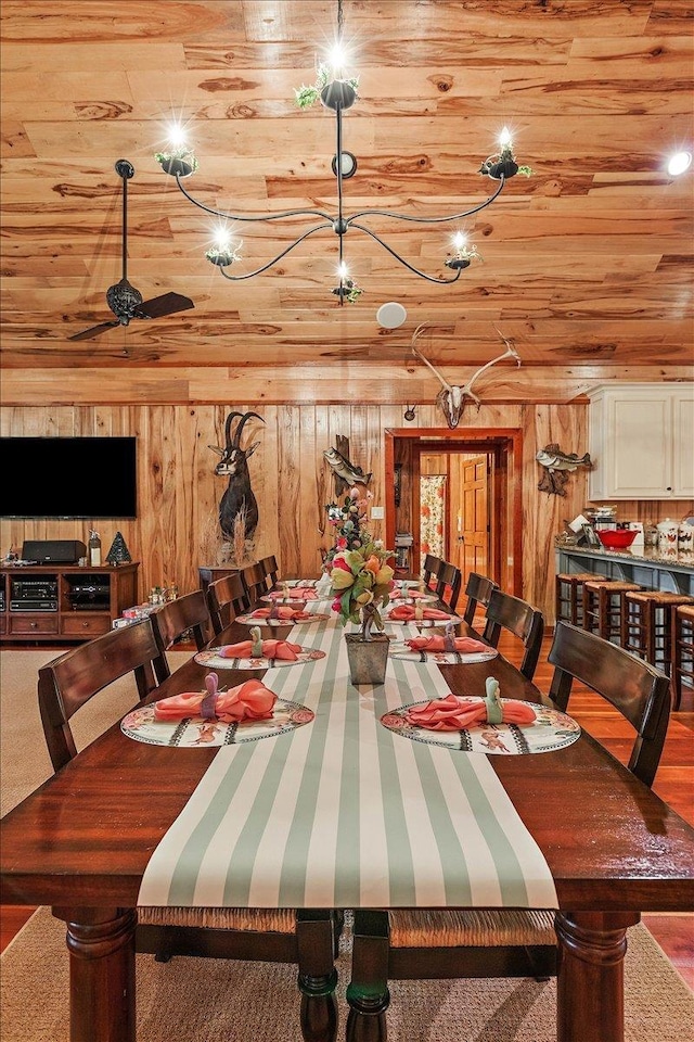 334 Pineknot Ln, Milam, TX 75959 - dining room featuring wood walls and wood ceiling