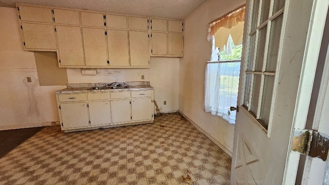 kitchen with a textured ceiling and sink