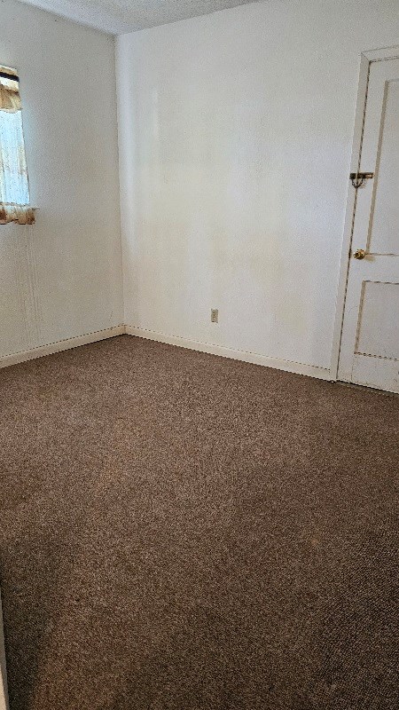 empty room with carpet and a textured ceiling