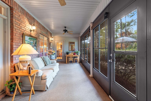 827 Duffer Dr, Brookeland, TX 75931 - sunroom with ceiling fan and carpet floors
