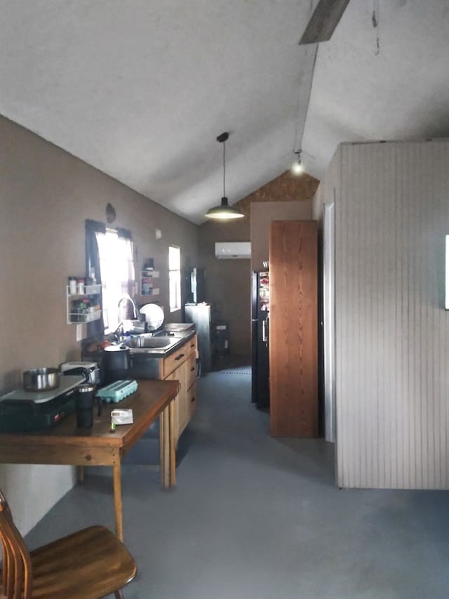 10998 Tx Highway 19, Emory, TX 75440 - interior space with vaulted ceiling, a wall mounted AC, and sink