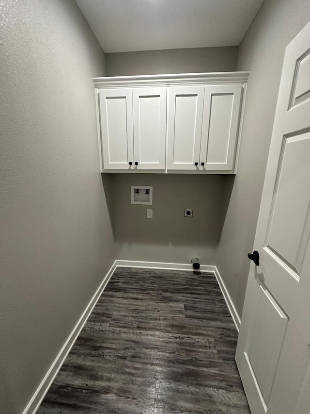 laundry room with washer hookup, electric dryer hookup, and dark hardwood / wood-style flooring