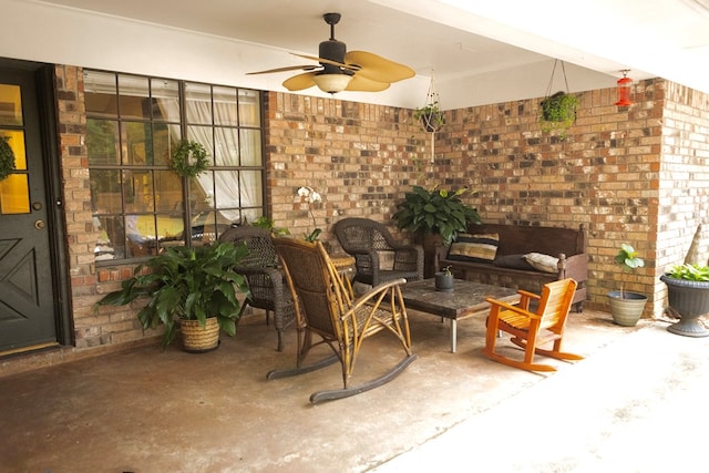 157 Craig St, Jasper, TX 75951 - view of patio featuring a fireplace and a ceiling fan