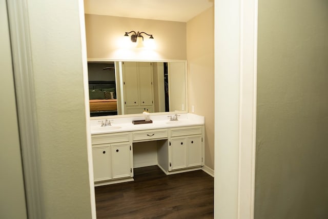 157 Craig St, Jasper, TX 75951 - bathroom featuring double vanity and wood finished floors