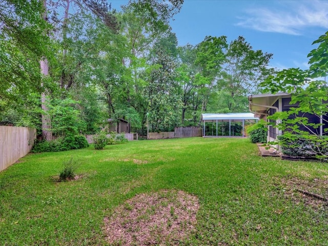 view of yard with a fenced backyard