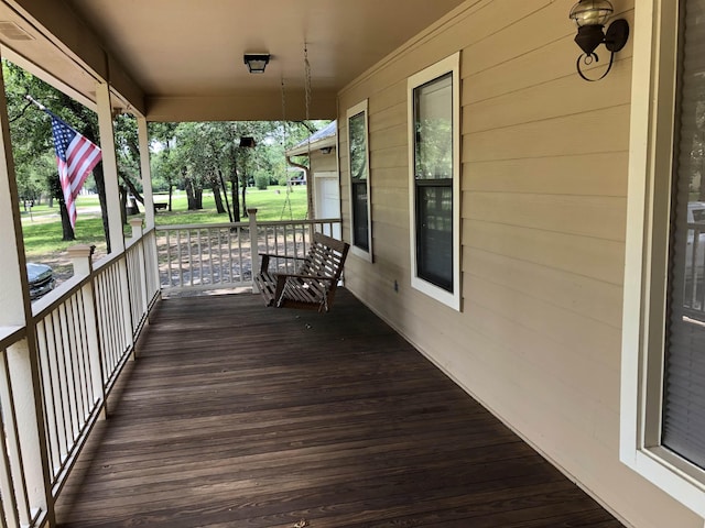 wooden terrace with covered porch