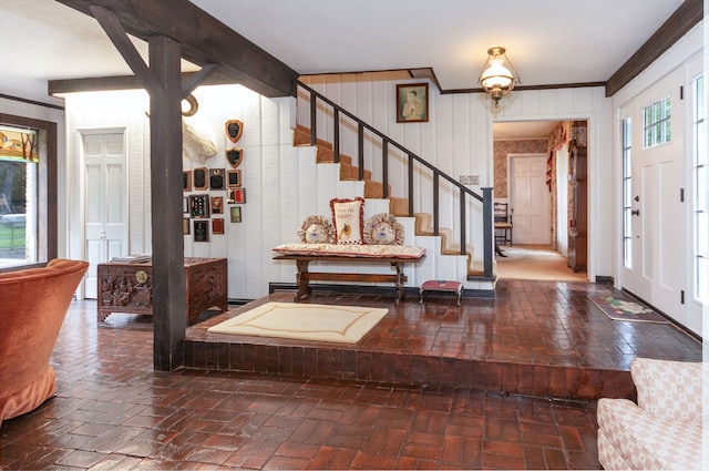 entrance foyer with crown molding