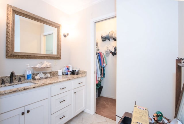 bathroom featuring vanity and tile patterned floors