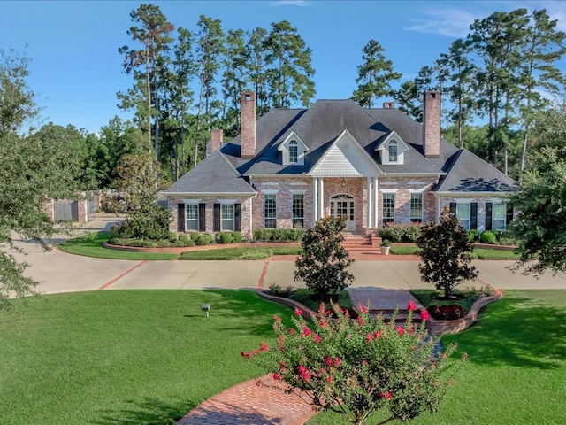 new england style home with a front yard