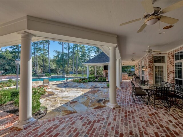 view of patio / terrace with ceiling fan