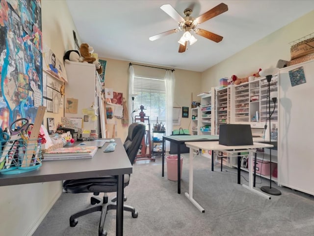 office featuring ceiling fan and carpet floors