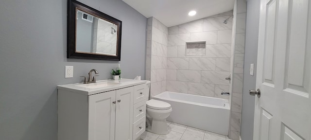110 Hines St, Diboll, TX 75941 - bathroom with vanity,  shower combination, and marble look tiles