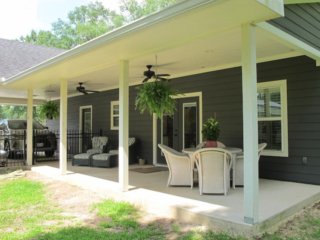 1208 Leslie Ln, Lufkin, TX 75901 - view of patio with a ceiling fan and an outdoor hangout area