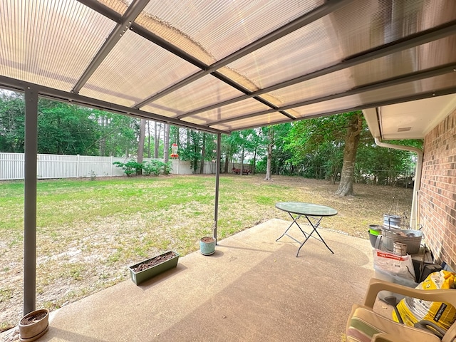 view of yard featuring a patio area and a fenced backyard