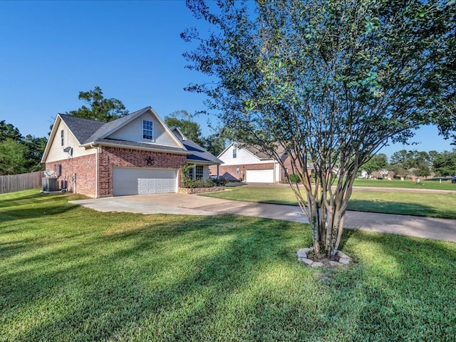 view of front of house featuring central AC and a front lawn