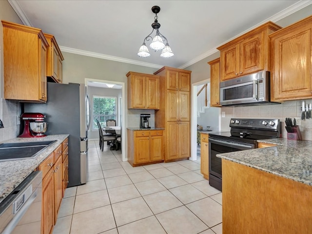 kitchen featuring black range with electric stovetop, sink, white dishwasher, decorative backsplash, and ornamental molding