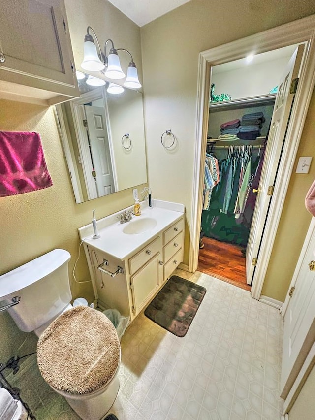 bathroom featuring vanity and wood-type flooring