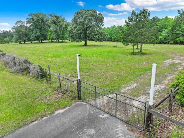 view of yard with a rural view