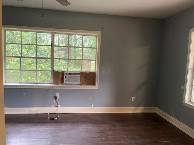 414 Ridge Crest St, Lufkin, TX 75901 - empty room with dark wood-style floors, baseboards, and a ceiling fan