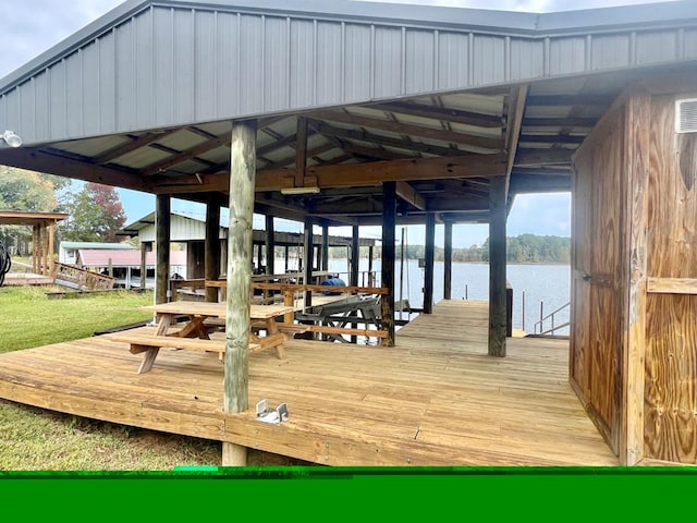 view of dock featuring a water view