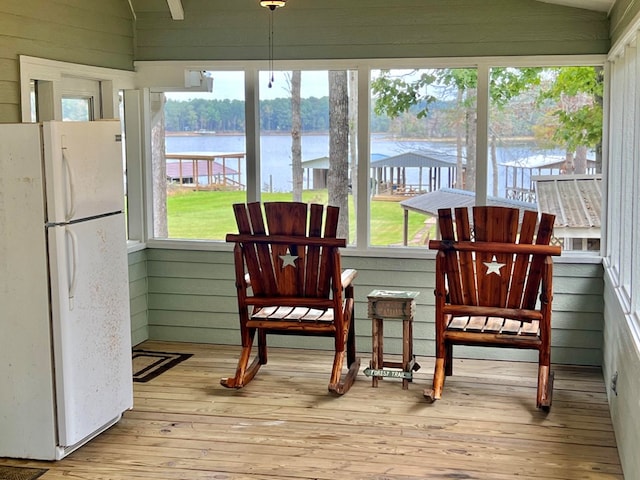 419 Pinemont Dr, Hemphill, TX 75948 - sunroom with a water view and hardwood / wood-style flooring