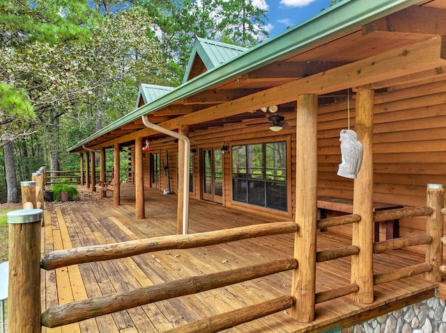 deck featuring ceiling fan