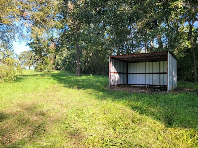 view of yard with an outbuilding