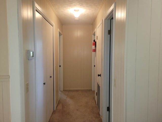 339 Liles Ln, Hudson, TX 75904 - hallway featuring light colored carpet, a decorative wall, and ornamental molding