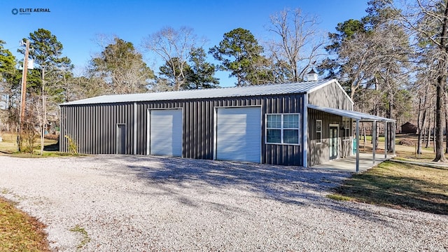 view of detached garage