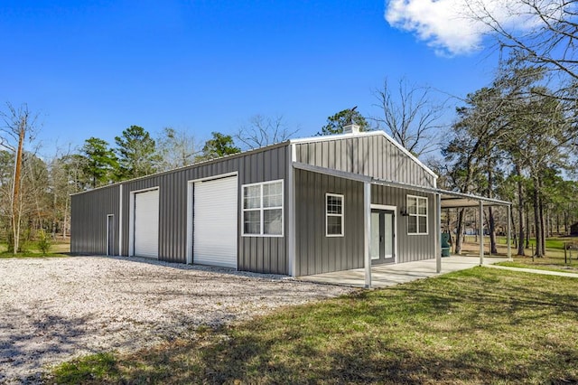 view of detached garage